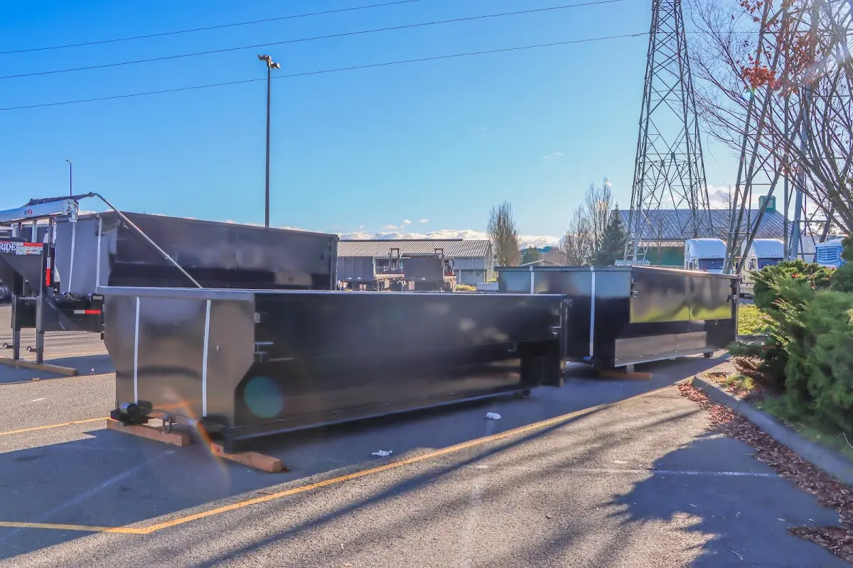 Roll-off dumpster ready for waste disposal at job site for Roofing Dumpster Rental in St. Andrews